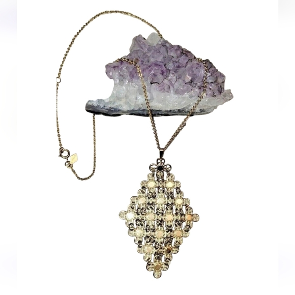 Sarah Coventry Gold Tone Shimmering Movement Mesh Link Pendant Vintage Necklace - Picture 2 of 8